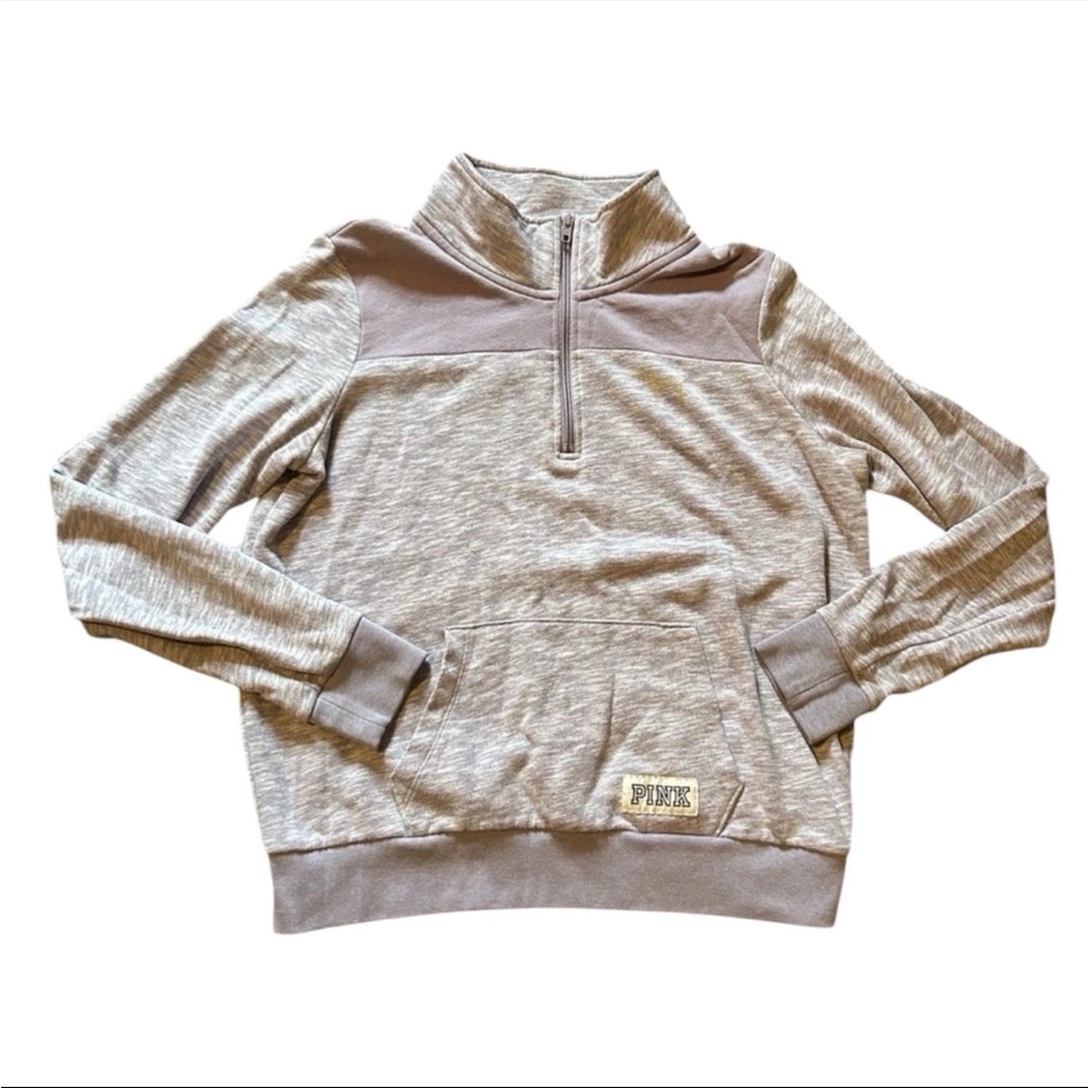 PINK Victoria's Secret Purple Grey 1/2 Zip Comfy Pullover Size Medium